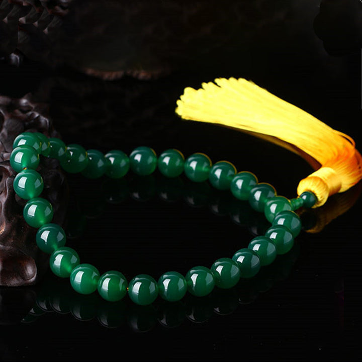 Ágata verde Natural muñeca Mala Power borlas bolsillo Mala decoración del coche