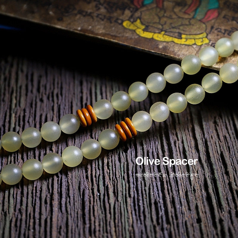 Pulsera de la suerte con 108 cuentas de Mala, cuerno de oveja del Tíbet, ámbar