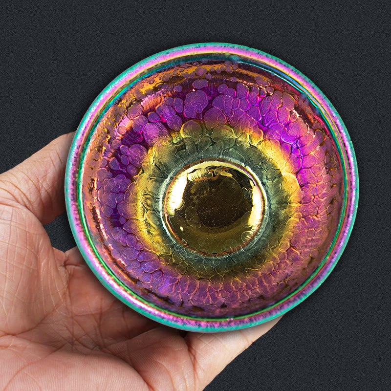 Taza de té de cerámica Jianzhan chino, hecha a mano, con Buddha Stones, arcoíris, Tenmoku, Kung Fu