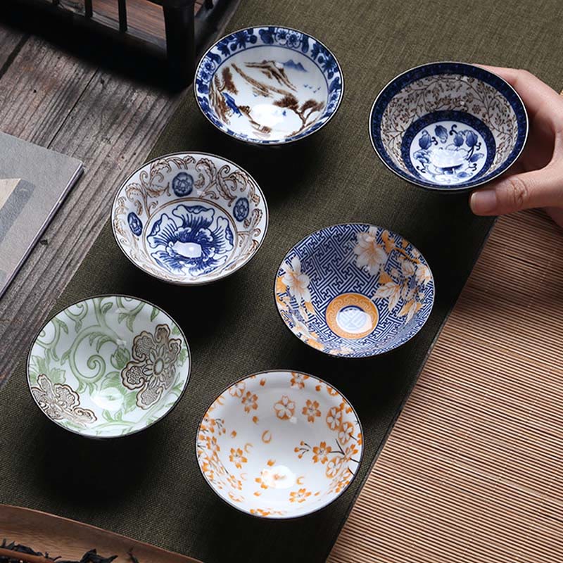 Taza de té de Buddha Stones, flores, carácter Fu, montañas, loto, flores de cerezo, taza de té de Kung Fu