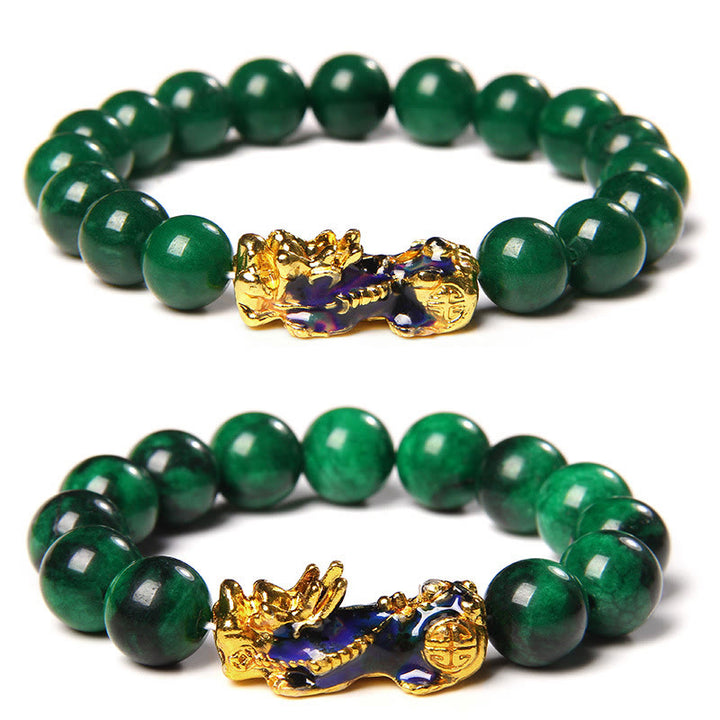 Pulsera de protección de la abundancia de jade Pixiu de Buddha Stones