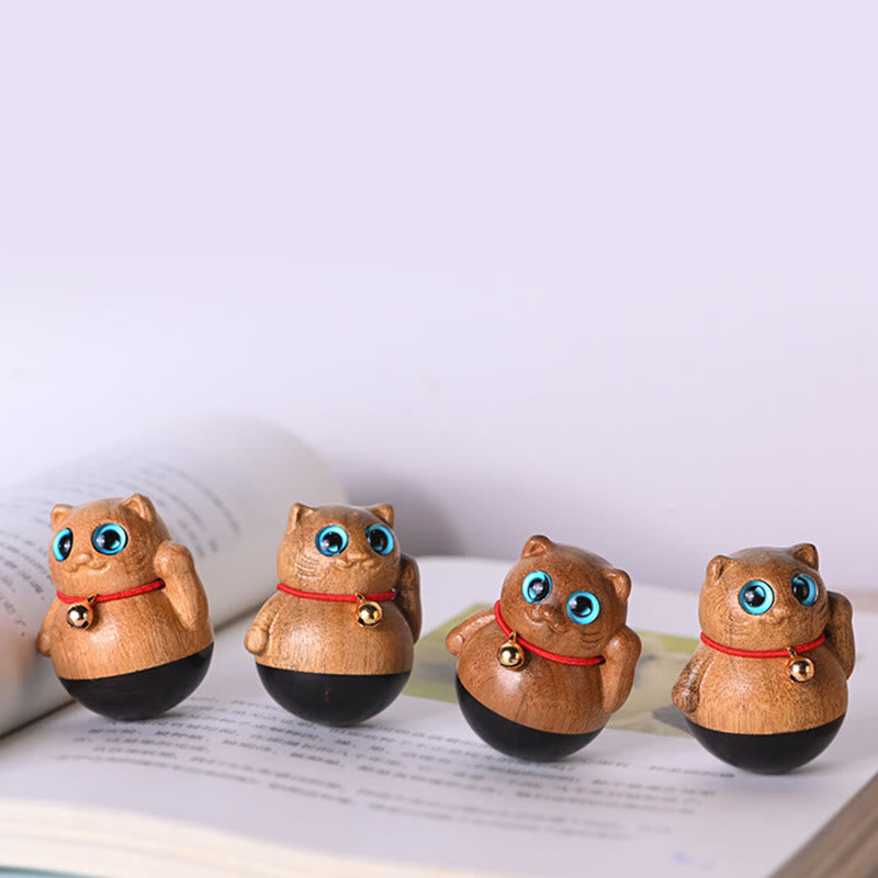Buddha Stones Mini gato de la suerte gatito Phoebe Zhennan decoración de bendición de madera - image 7