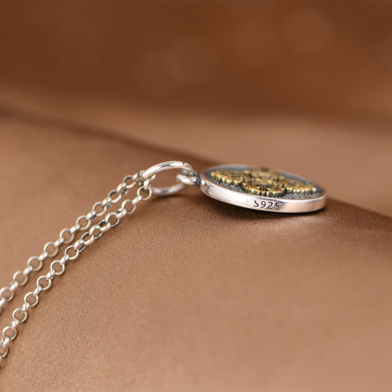 Colgante de plata de ley 925 con Buddha Stones , doble Dorje Vajra, bendición