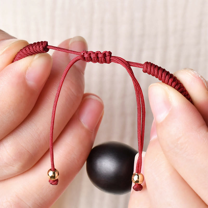 Pulsera trenzada con nudo de King Kong de la paz con patrón de cabeza de gato de madera de ébano con Buddha Stones - image 7