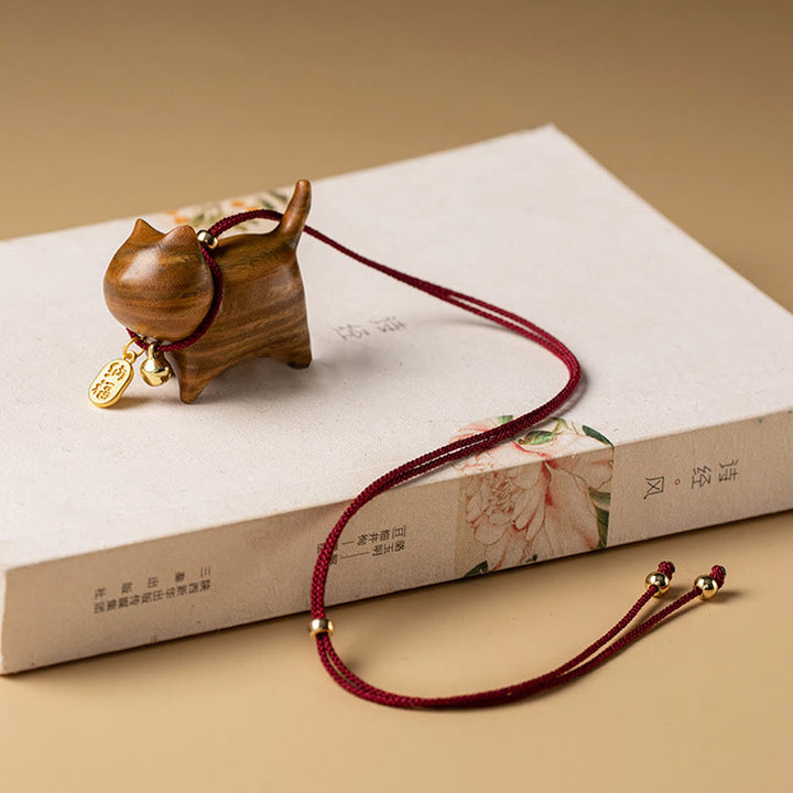 Buddha Stones, madera de ébano, sándalo verde, gato de la suerte, personaje Fu, campana de la suerte, equilibrio, decoración colgante para coche - image 15
