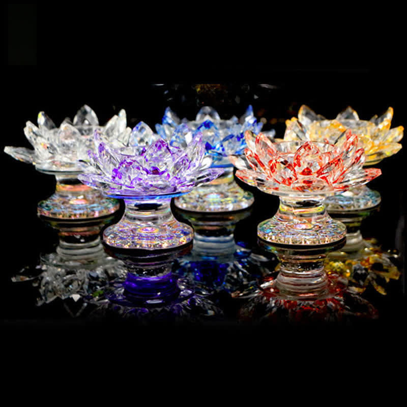 Candelabro de cristal con flor de loto, decoración para el hogar y la Oficina