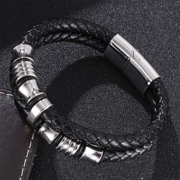 Pulsera Fortune con tejido de cuero en capas de Buddha Stones