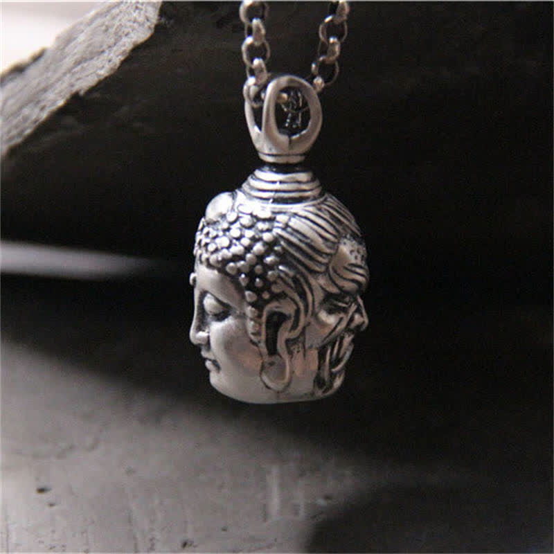 Collar con colgante de plata de ley 999 con Buddha Stones , Buda, demonio, serenidad - image 5