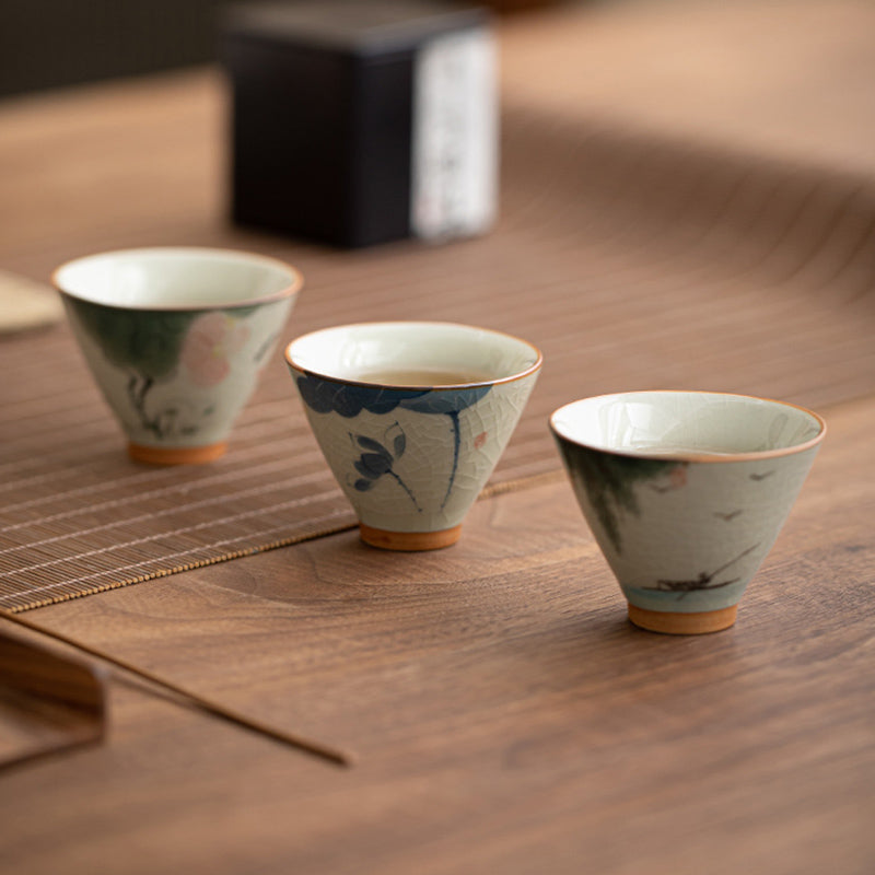 Taza de té de cerámica con Buddha Stones, bote de caqui, pez Koi, loto, taza de té de Kung Fu, 50ml