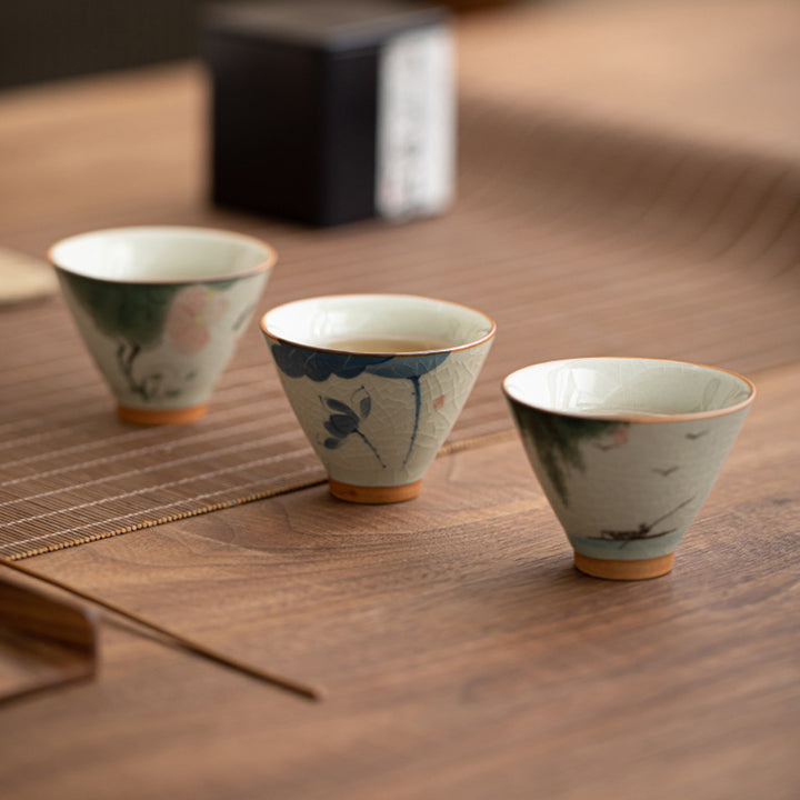 Taza de té de cerámica con Buddha Stones, bote de caqui, pez Koi, loto, taza de té de Kung Fu, 50ml