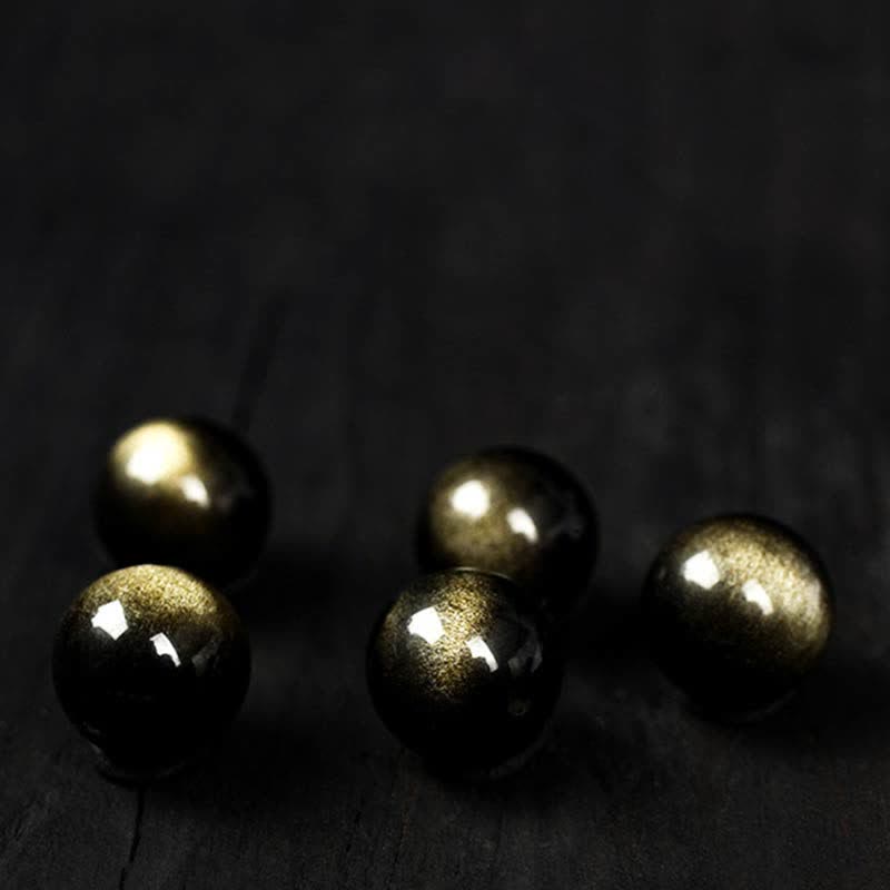 Buddha Stones para experimentar una inversión de la fortuna Pulsera de protección de obsidiana con brillo dorado de obsidiana arcoíris