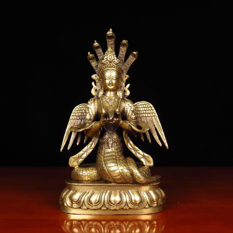 Bodhisattva Nuwa La Serpiente Hada Protección Estatua De Cobre Decoración - 14*11*28 cm - image 0
