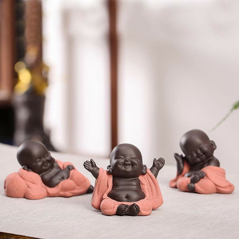 Buddha Stones siempre sonriendo, Buda riéndose, riqueza, suerte, arcilla púrpura, estatua de Maitreya, decoración - image 12