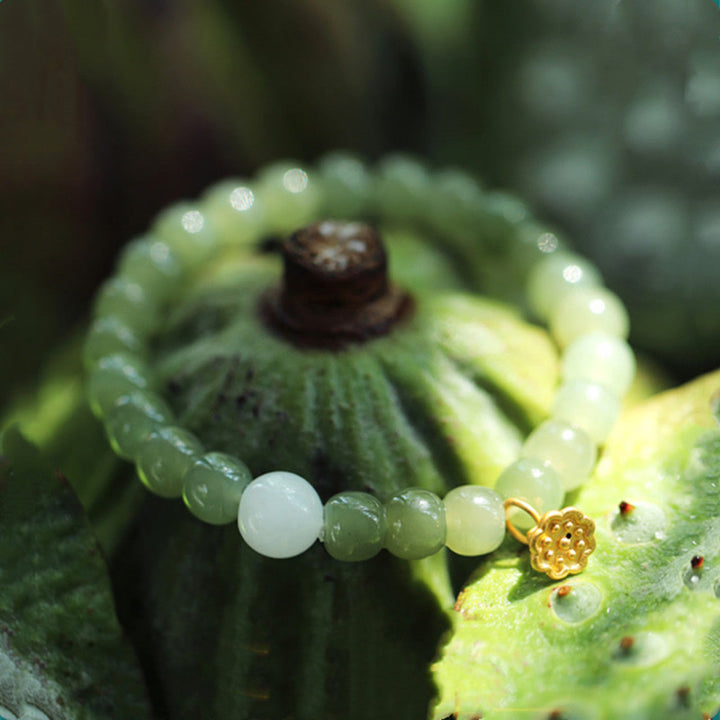 Pulsera ajustable de abundancia de loto de jade