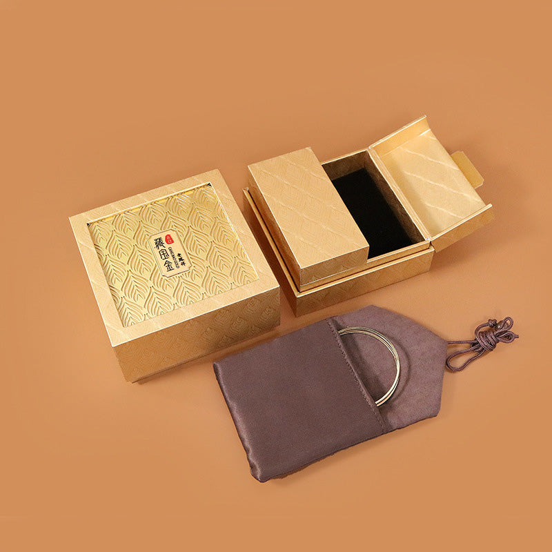 Caja de regalo con patrón de plumas de almacenamiento de joyería retro