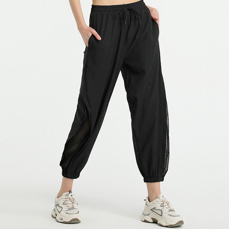 Pantalones deportivos de yoga sueltos de cintura alta con Buddha Stones y bolsillos