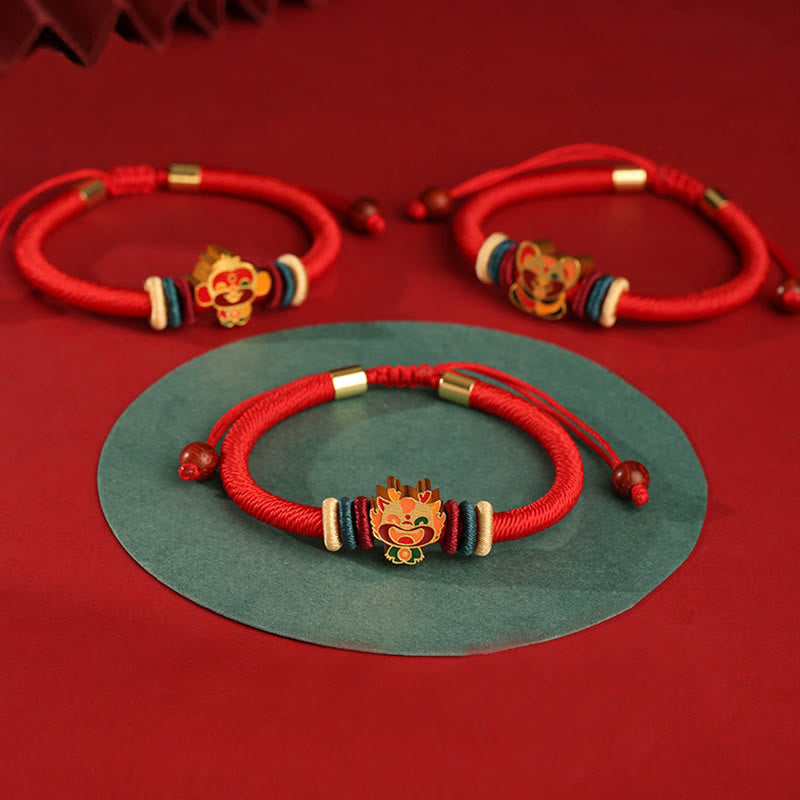 Pulsera roja trenzada de la suerte del zodíaco chino, hecha a mano, de Plata de Ley 925 con Buddha Stones , Año del Dragón - image 0