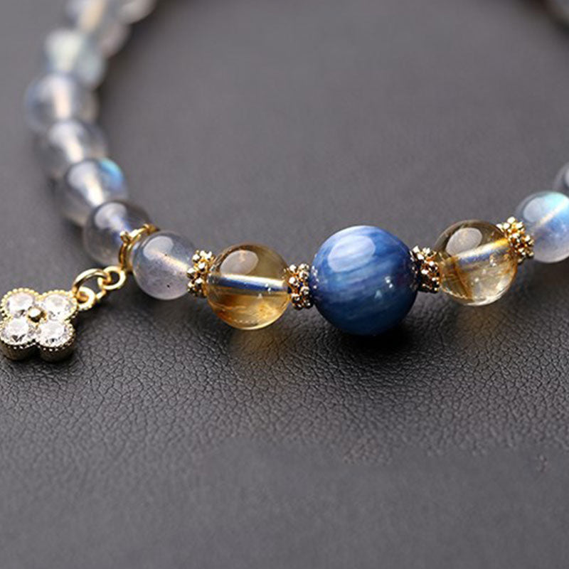 Pulsera de cuentas curativas de Chram de flor de piedra lunar natural