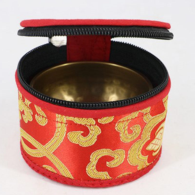 Bolsa de almacenamiento de cuenco tibetano con decoración de cierre de cremallera