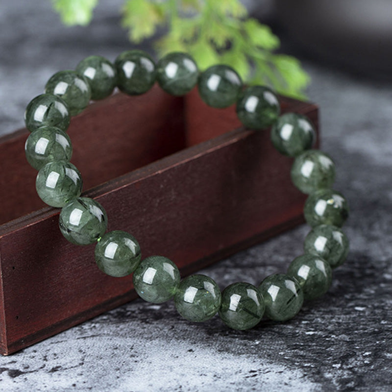 Pulsera de riqueza de bendición de cristal verde natural con Buddha Stones