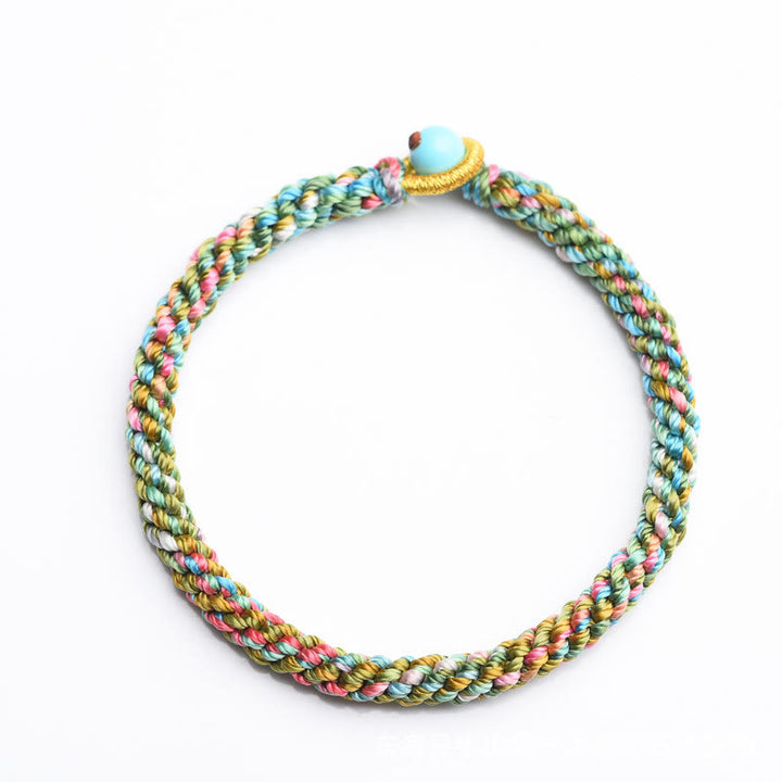 Pulsera trenzada hecha a mano para niños y adultos con Buddha Stones, cuerda colorida, suerte