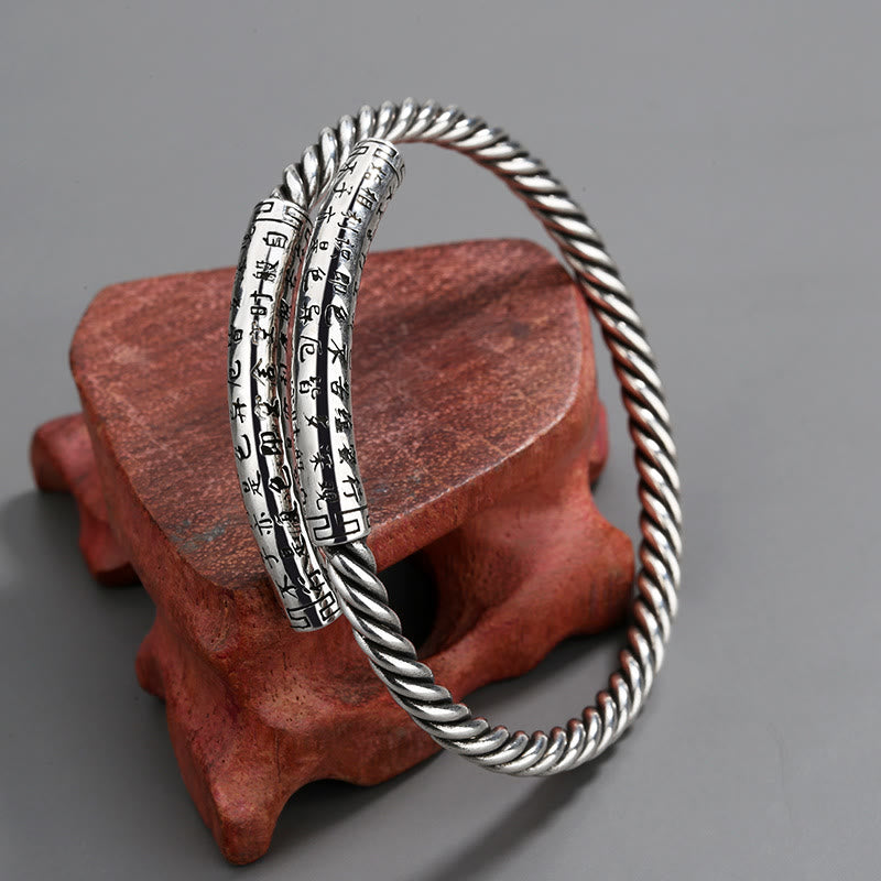 Brazalete de pulsera de equilibrio con diseño trenzado de Sutra de corazón Retro con Buddha Stones