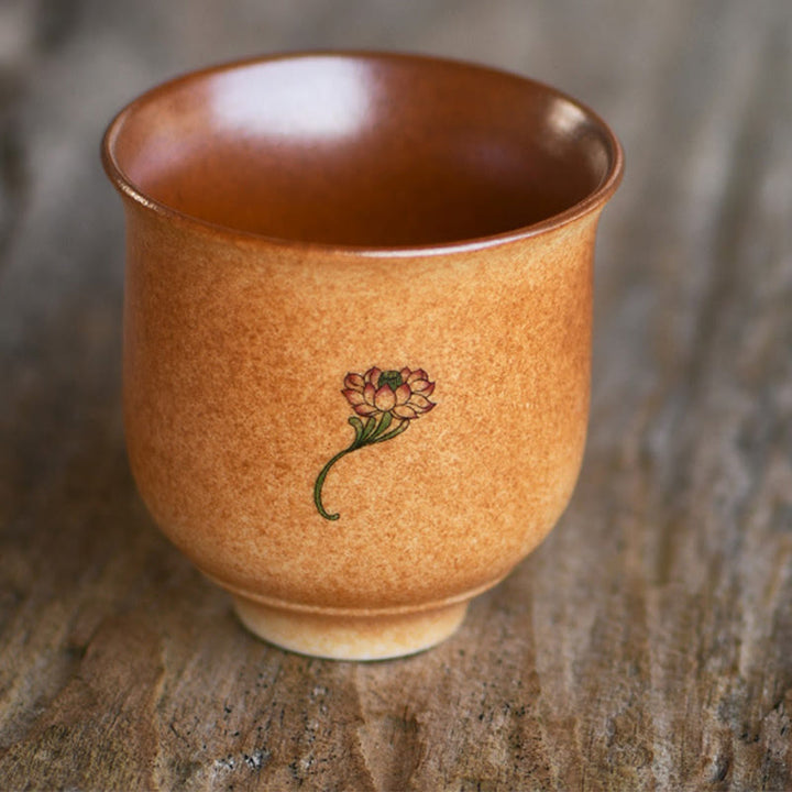 Buddha Stones pequeños frescos de Dunhuang taza de té de cerámica de loto taza de té de Kung Fu 90ml