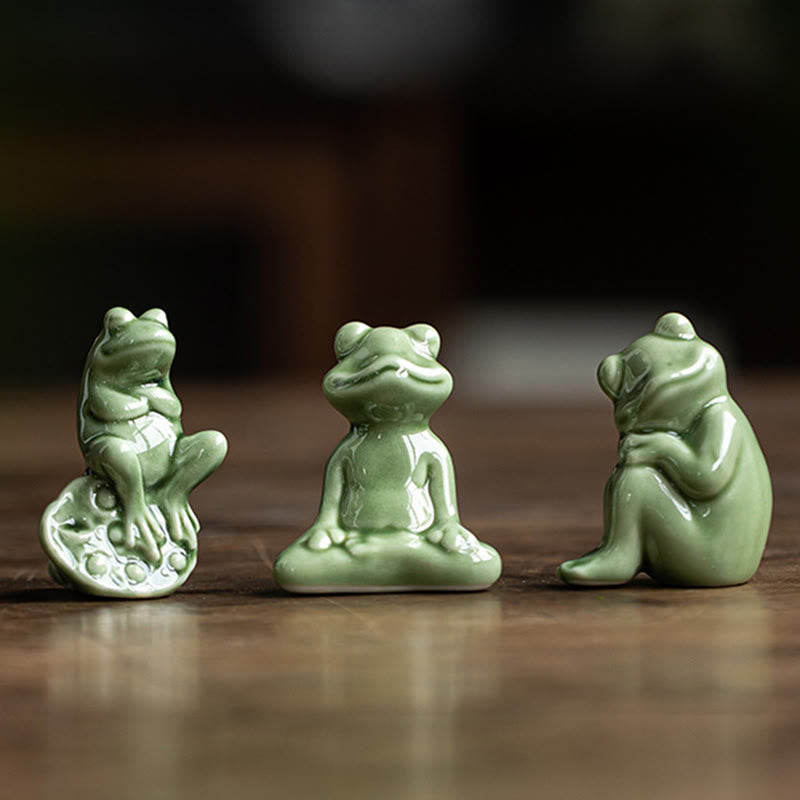 Mini Buddha Stones para meditación, loto pequeño, rana en reposo, cerámica, riqueza, suerte, té para el hogar, figura decorativa para mascotas - image 17