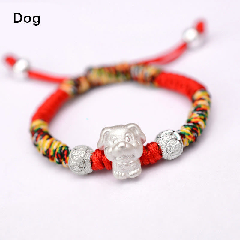 Pulsera para niños hecha a mano con cuerda roja del zodíaco chino de plata de ley 999 con Buddha Stones - Cuerda de colores para perros (pulsera de 12 + 4 cm) - image 24