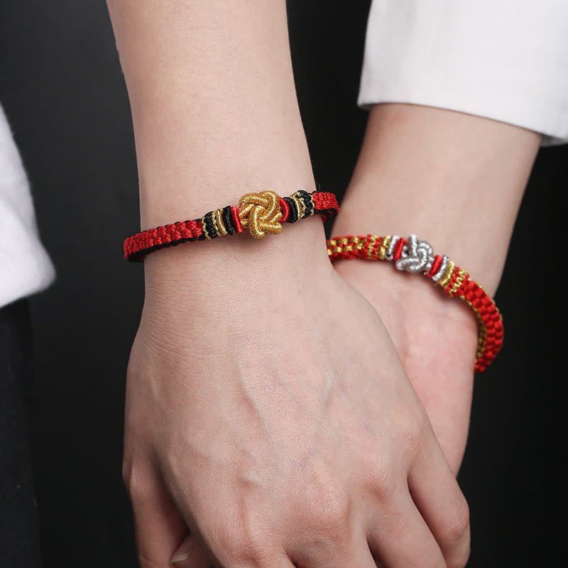 Pulsera hecha a mano con Buddha Stones, cuerda colorida, nudo de amor verdadero, suerte