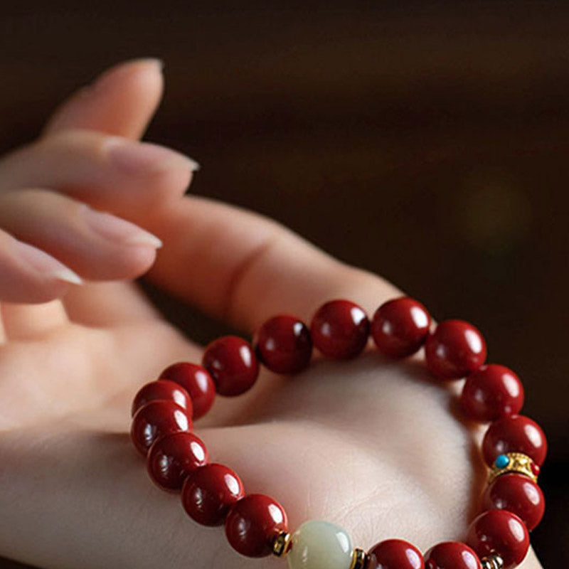 Pulsera con dijes de protección curativa de jade cinabrio con Buddha Stones