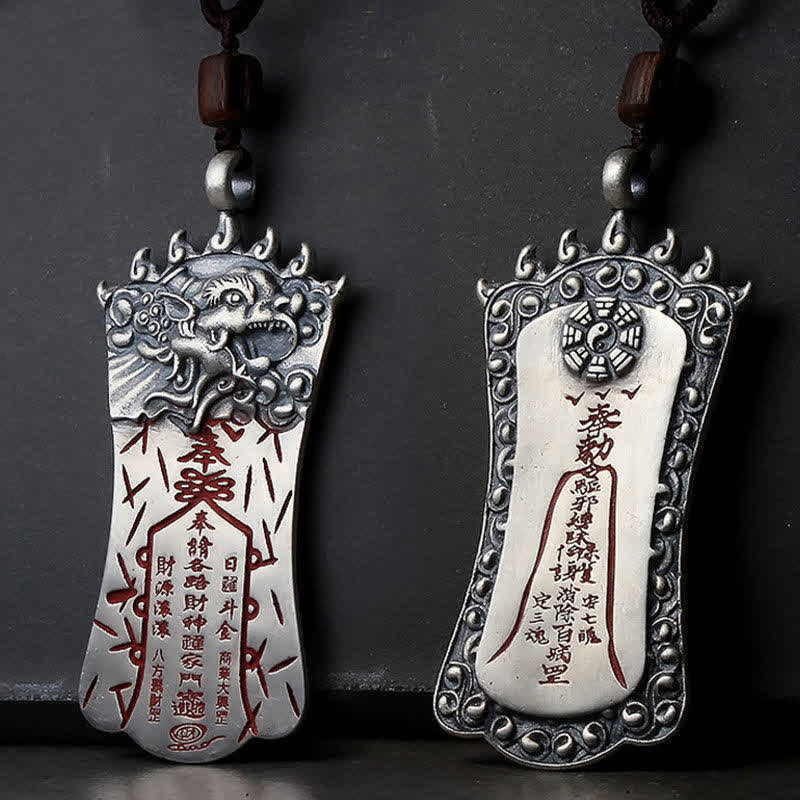 Colgante de collar de equilibrio de cinabrio FengShui Bagua PiXiu - image 2