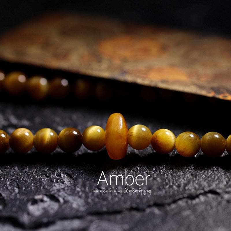 Pulsera con borlas de protección Dorje de cobre y ojo de tigre Natural, 108 cuentas de Mala , Buddha Stones