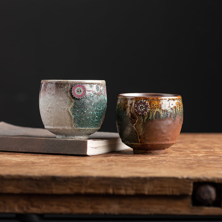 Taza de café de cerámica con cambio de horno de girasol de Buddha Stones , taza de café expreso con leche y té, 250ml