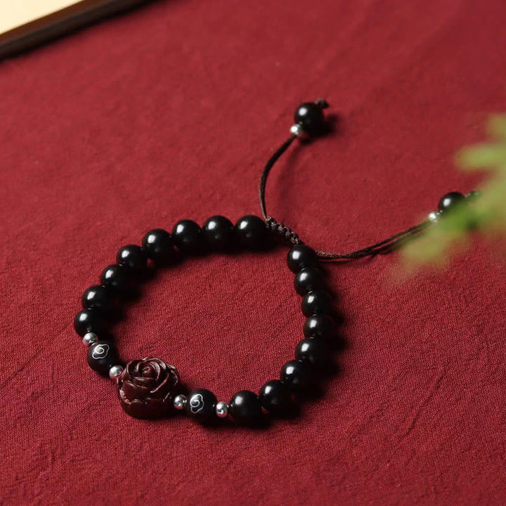 Pulsera De Calmante De Sándalo Rojo Hoja Pequeña De Buddha Stones