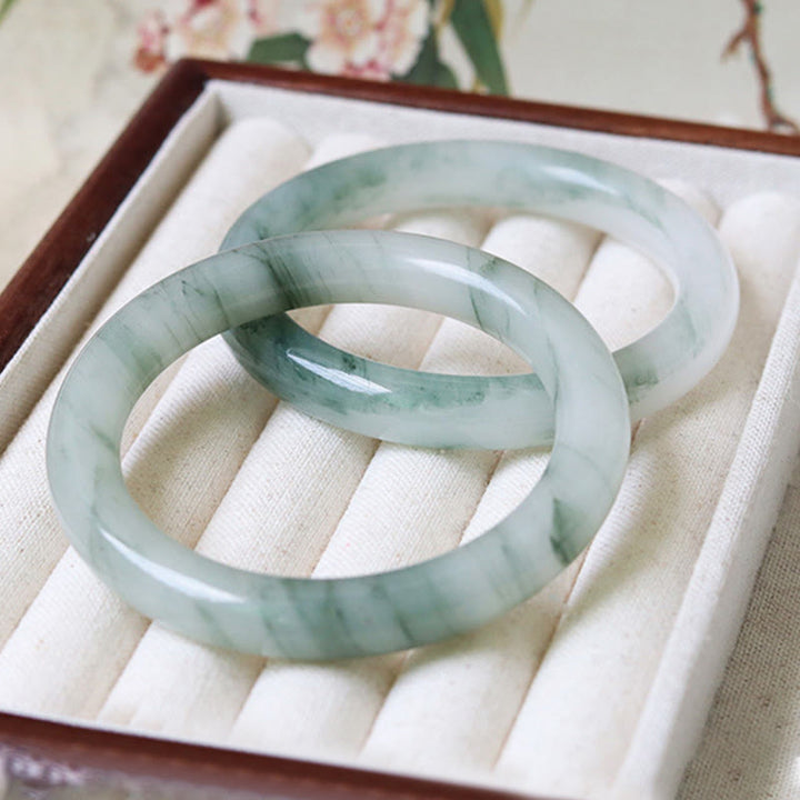 Brazalete de prosperidad de la suerte de jade natural con Buddha Stones