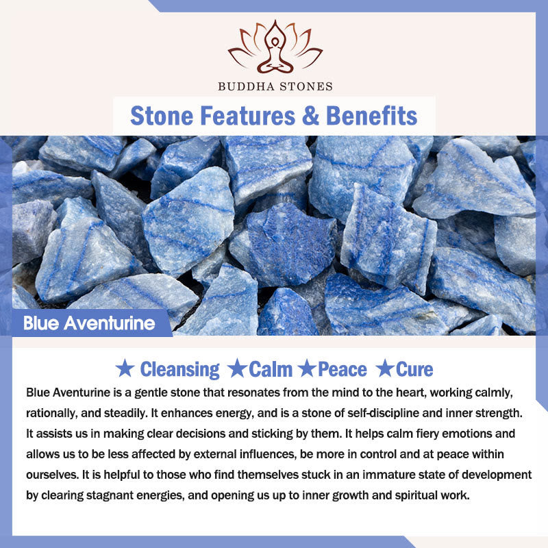 Pulsera curativa de aventurina azul de cristal natural con Buddha Stones