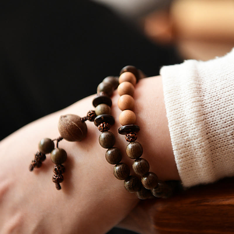Pulsera Mala con dije de protección de sándalo tibetano