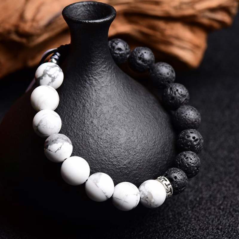 Pulsera de protección de piedra de lava Yin Yang de Buddha Stones