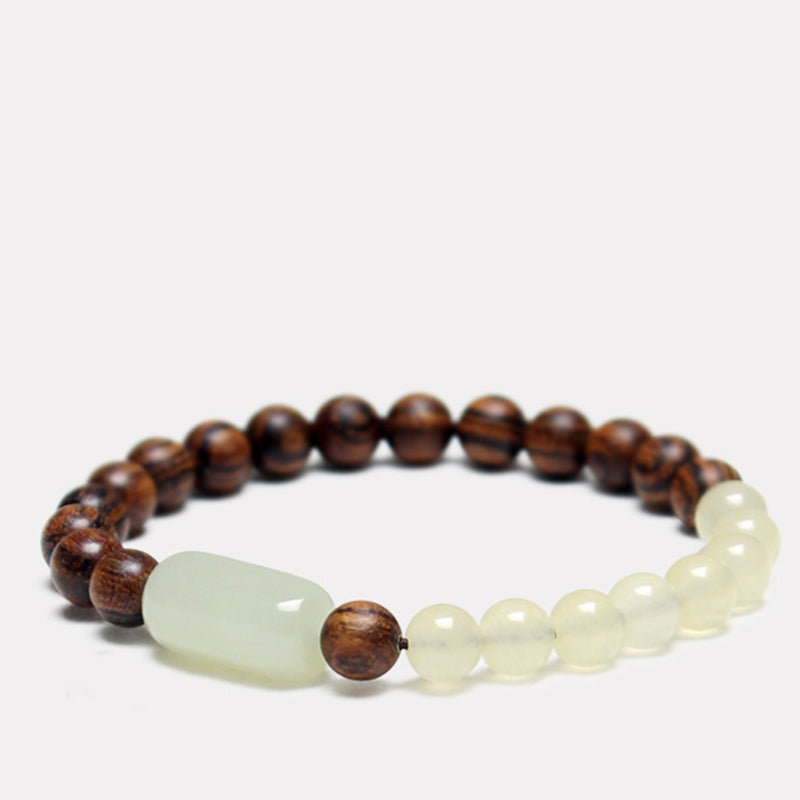 Pulsera de la abundancia de la suerte de sándalo de jade con Buddha Stones