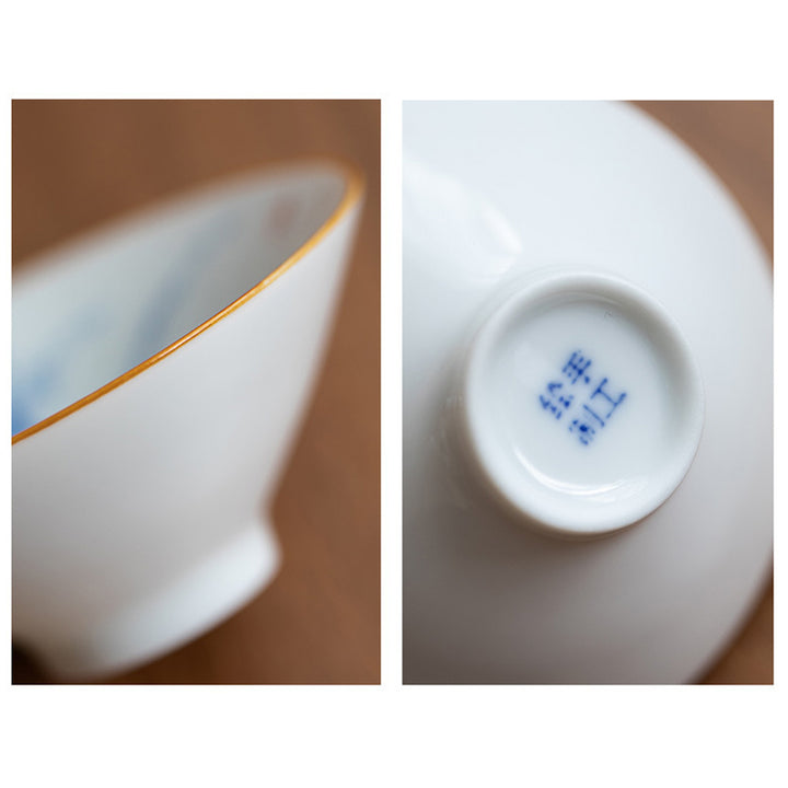 Taza de té de Kung Fu con Buddha Stones, flor de Mandala, pez Koi, pájaro de loto, caquis, 50ml