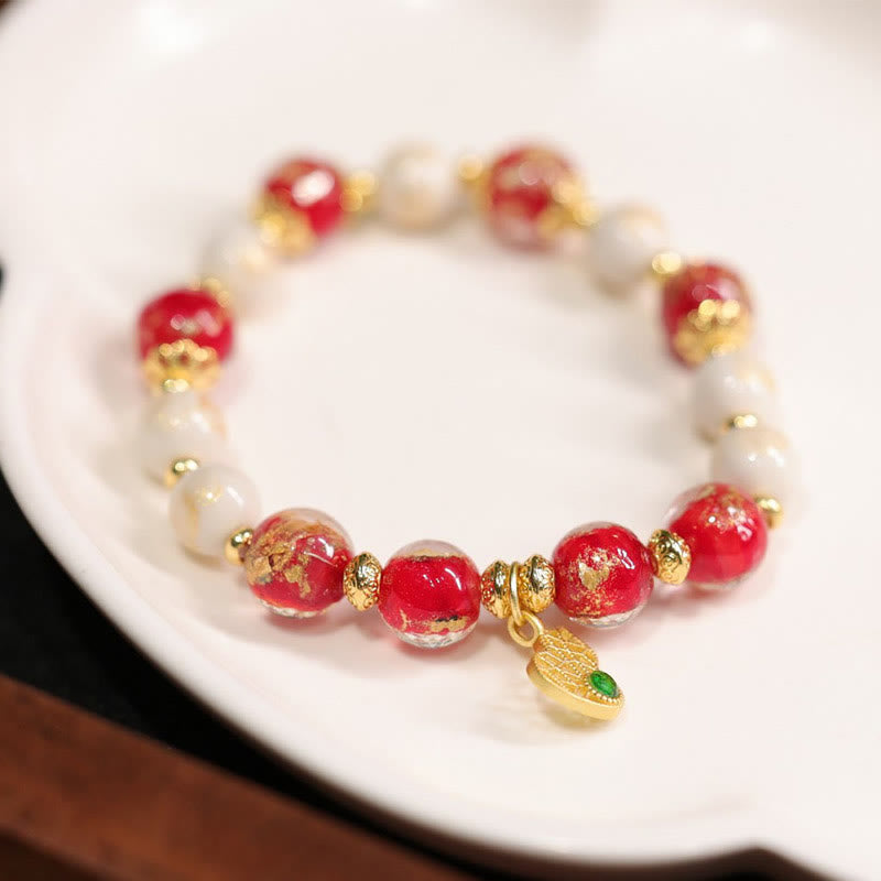 Buddha Stones calabaza dios de la riqueza encanto fortuna Liuli cuentas de vidrio incienso ceniza pulsera de cuentas de porcelana