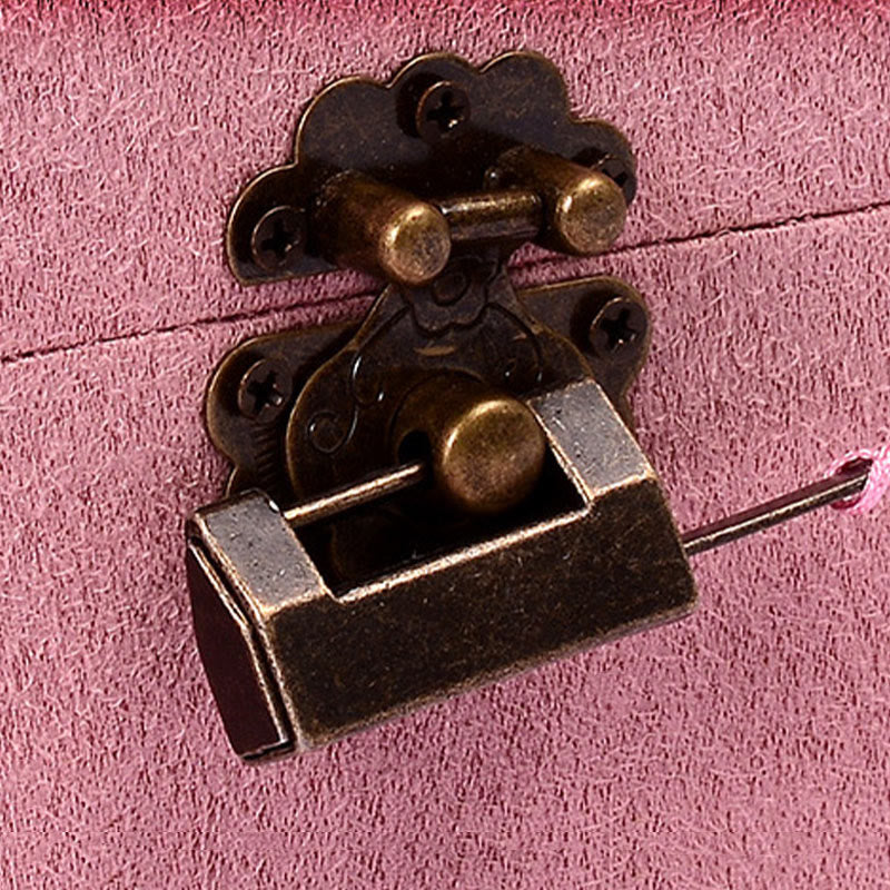 Caja organizadora de joyas de diseño Simple con Buddha Stones, caja de almacenamiento de joyas de dos capas, caja de franela con cerradura - image 15