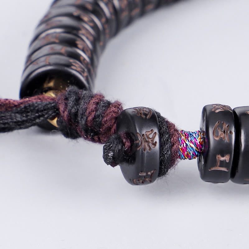 Pulsera de cadena positiva con cuentas de concha de coco tibetana, Buddha Stones grabadas Om Mani Padme Hum Mantra