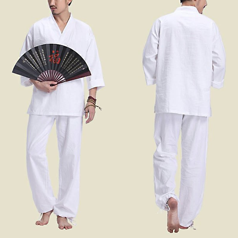 Conjunto de ropa de Yoga para hombre, diseño con cuello en V , Buddha Stones, meditación, oración, espiritual, Zen, lino y algodón - image 16