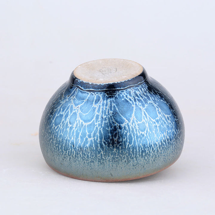 Buddha Stones hechas a mano, diseño de escamas de dragón Medusa, taza de té de cerámica china Jianzhan, taza de té Tenmoku Kung Fu