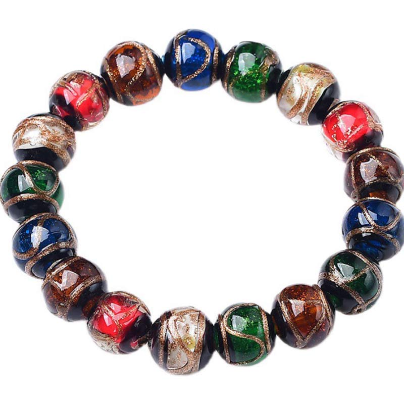 Pulsera de la suerte con cuentas de cristal de Liuli de colores y Buddha Stones - image 6