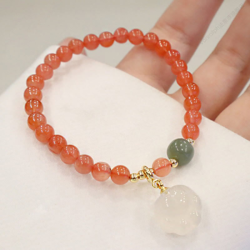 Pulsera de confianza con Buddha Stones, ágata roja, calcedonia, pata de gato, jade - Ágata roja (Confianza ♥Calma) - image 1