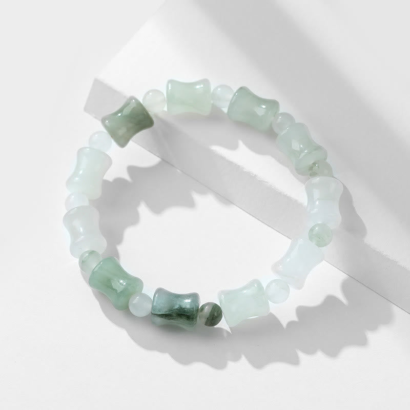Pulsera de la suerte de la abundancia del patrón de bambú de la cáscara de coco del jade de las Buddha Stones