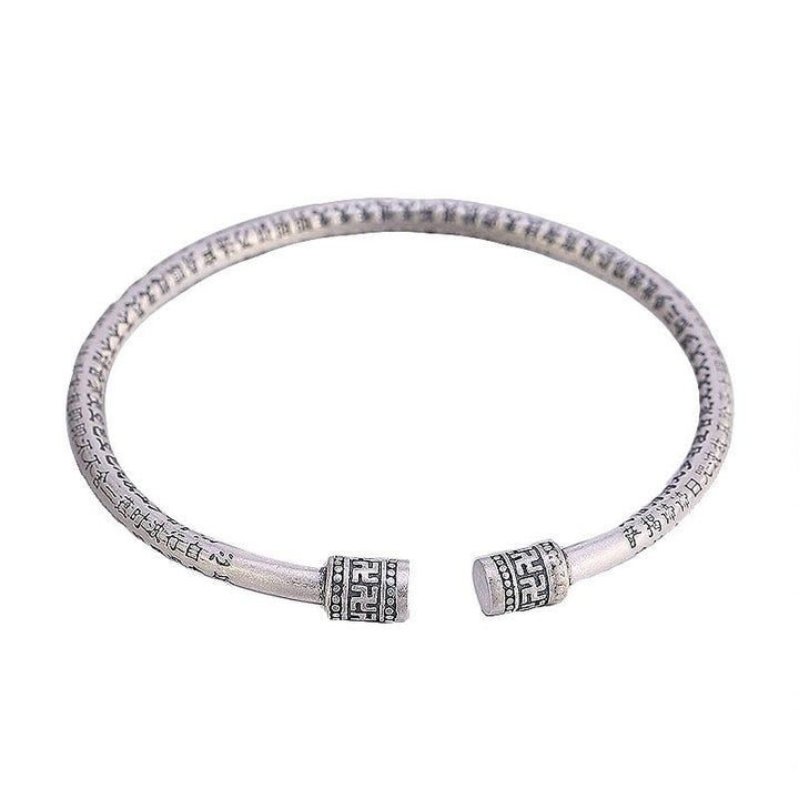 Pulsera de la Suerte de Cobre Blanco Sutra del Corazón Tibetano con Buddha Stones